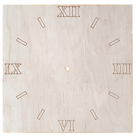 Основа для годинника з фанери 4 мм № 5 Квадрат з римськими цифрами 30 x 30 см AS-4554, В-0165
