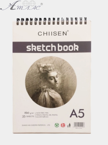 Скетчбук для малювання А5 спіраль 35 аркушів CHIISEN  03742 фото 3