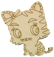 Фигурка фанерная - Тигр №  9 девочка  с бантом 60 х 65 мм AS-4544