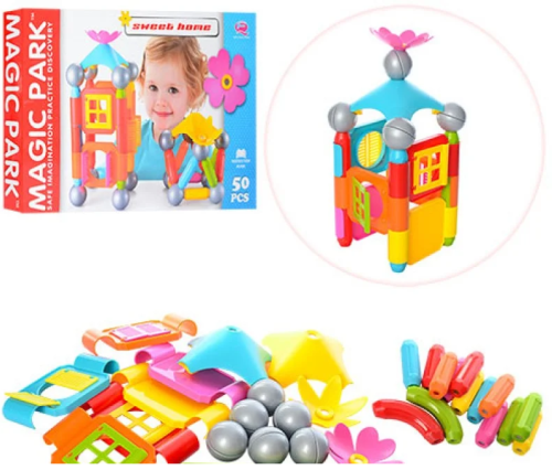 Игрушка Конструктор Магнитный с шариками МР 50 деталей QF8117Е Игрушка Конструктор Магнитный с шариками МР 50 деталей QF8117Е