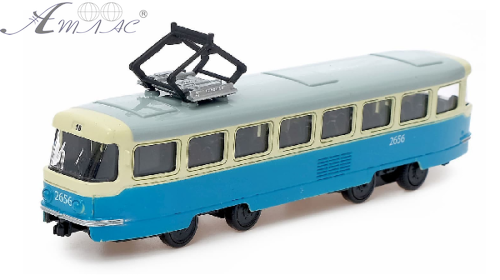 Модель Автопром Трамвай 16см блакитний  6411
