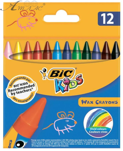Мелки восковые BIC 12 цв. 834, 927829 Мелки восковые BIC 12 цв. 834, 927829