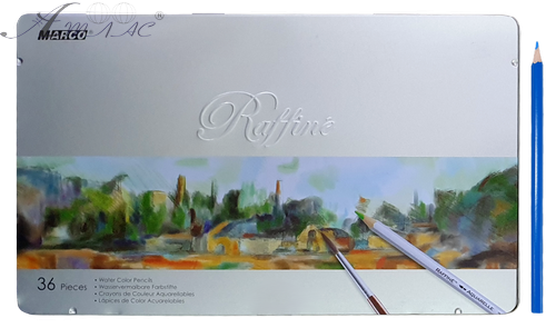 Карандаши акварельные цветные Marco Raffine 36 цветов шестигранные в метал. пенале 7120-36TN
