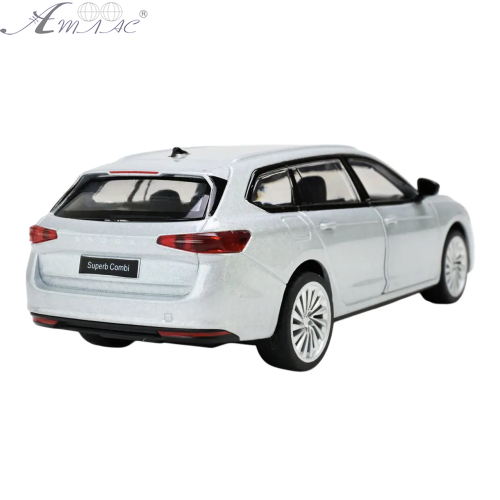 Машинка Автопром Skoda SuperB iV Серебристая электро+свет+звук 14см  68744 фото 2