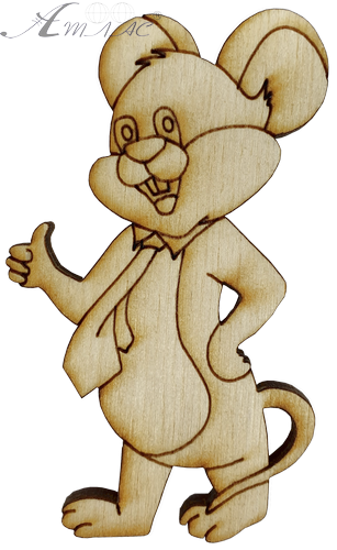 Фігурка фанерна - Мишеня №  7 у краватці 46 х 77 мм з магнітом AS-4831, В-0389