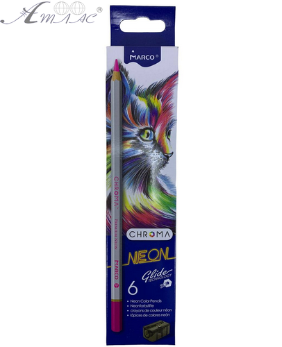 Олівці кольорові Marco Chroma   6 кольорів НЕОНові з чинкою 8032-6CB фото 2