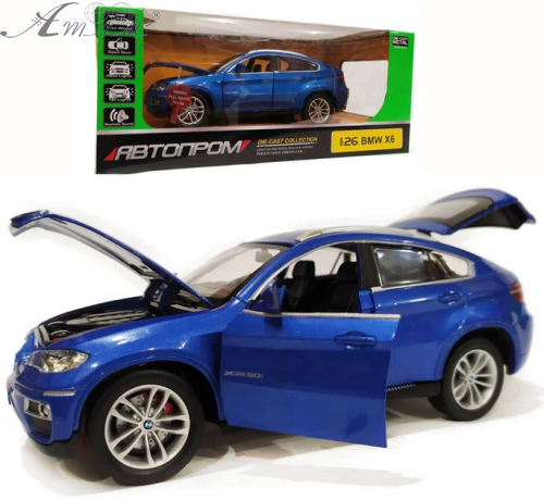Машинка Автопром BMW Х6 синя метал світло звук 18см 68250А фото 2 Машинка Автопром BMW Х6 синя метал світло звук 18см 68250А фото 2