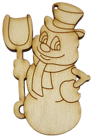 Фігурка фанерна - Сніговик з лопатою 5,5 х 8 см AS-4745, В-0228
