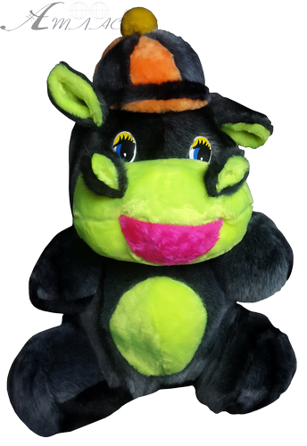 Іграшка М'яка Великий Бегемот 70 см сірий з яскравими вставками