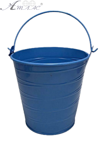 Відерце Декоративний метал 9,5 х 9,5см Диз № 4 косі смуги Синє  07093