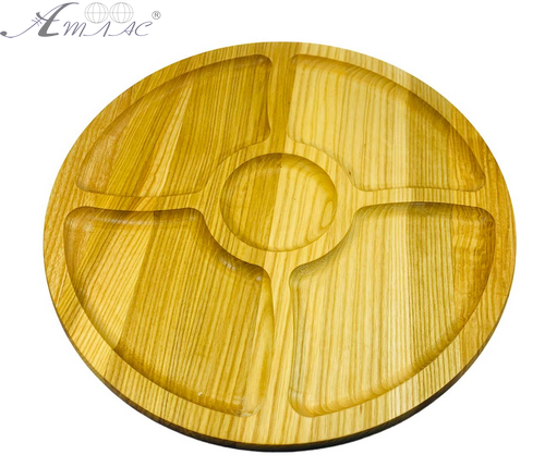 Дерев'яна дошка мінажниця 4 відділення 35 см 11574