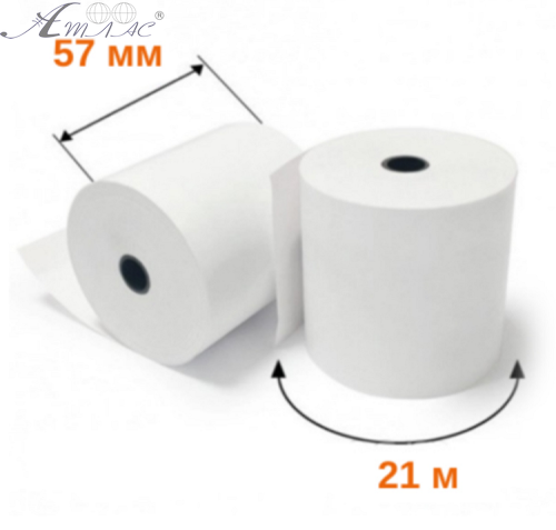 Папір для касових апаратів касова стрічка одношаровий терморулон 57 мм 21 м 153657 Папір для касових апаратів касова стрічка одношаровий терморулон 57 мм 21 м 153657