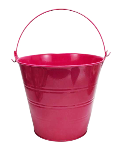 Ведерко Декоративное металл 15 х 14см три полосы Красное  00216