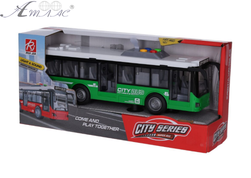 Іграшка Автобус CITY SERIES Зелений двері світло звук 28 см  RJ5503