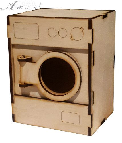 Мебель для кукол ростом 30 см - Стиральная машина из фанеры AS-4034 Мебель для кукол ростом 30 см - Стиральная машина из фанеры AS-4034