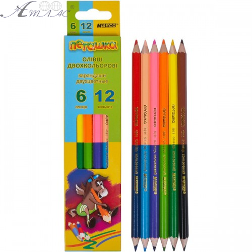 Олівці кольорові двосторонні Marco Super пегашку 12 кольору 6 шт 1011-6СВ