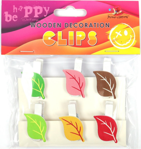 Прищепки декоративные Листок березы 6 шт деревянные 3,5 см   200177