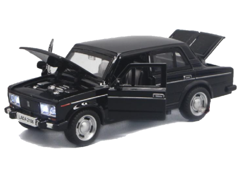 Модель DieCast Replica ВАЗ 2106 Черная свет, звук, металл, инерционная 14см  611A, 04293 фото 2