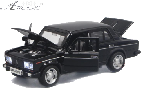 Модель DieCast Replica ВАЗ 2106 Чорна світло, звук, метал, інерційна 14см  611A, 04293 фото 2