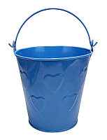 Ведерко Декоративное металл  9,5 х 9,5см Диз № 7 выдавленные серца Голубое  00852