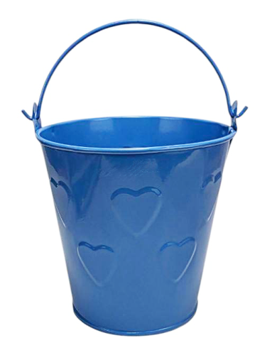 Ведерко Декоративное металл  9,5 х 9,5см Диз № 7 выдавленные серца Голубое  00852