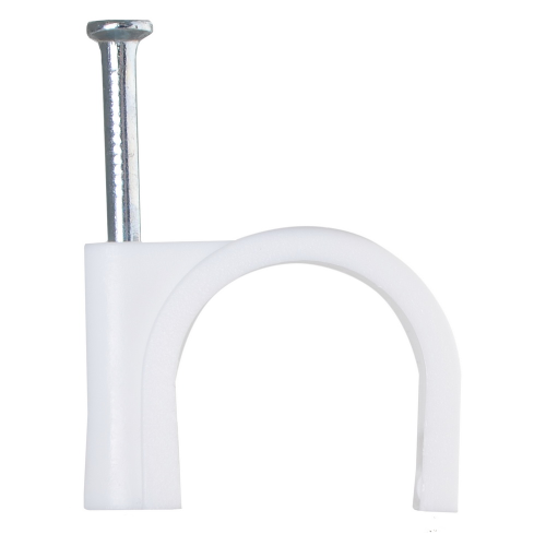 Скоба кабельная круглая  4мм Белая 100шт  09606