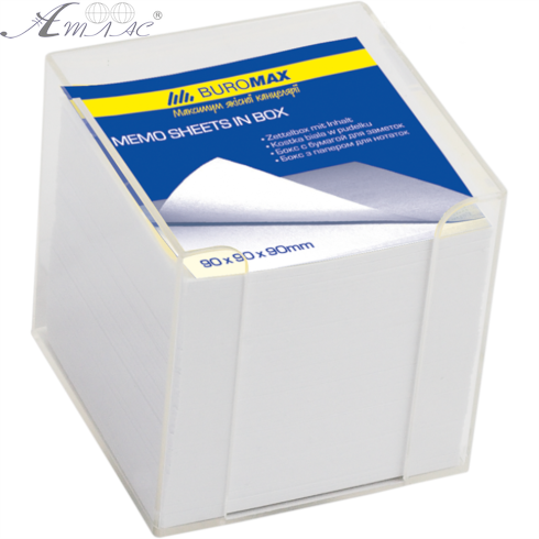 Бумага для заметок Buromax не склеенная в боксе 90 х 90 х 90 мм.1000 л. BM2290-03 Бумага для заметок Buromax не склеенная в боксе 90 х 90 х 90 мм.1000 л. BM2290-03