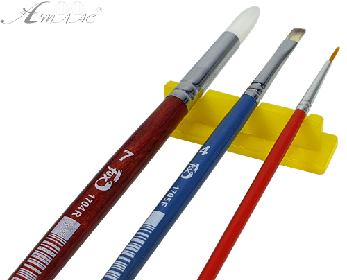 Підставка під три пензлика, Жовтий пластик AS-0029 фото 2