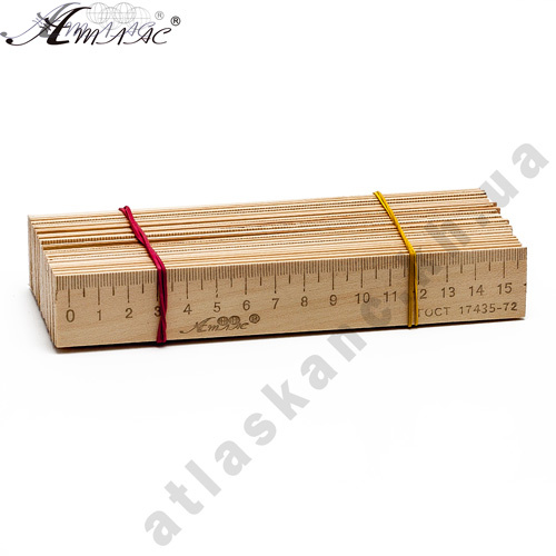 Линейка Деревянная 15 см напечатанная со штрих-кодом AS-0651, К-4050 фото 2