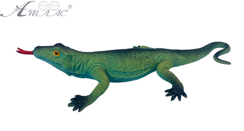 Игрушка Силиконовая тянучка Ящерица Большая зеленая с красным языком  11516 фото 2