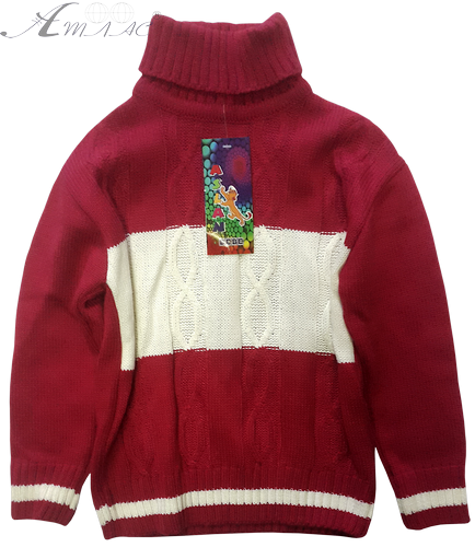 Светр для дівчинки в'язаний з горловиною, р.4-7р. червоно-білий Aslan 13376