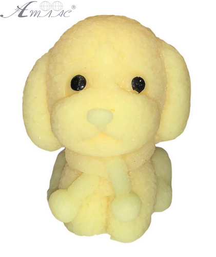 Игрушка Силиконовая собака Цветная желтая 6см  16740