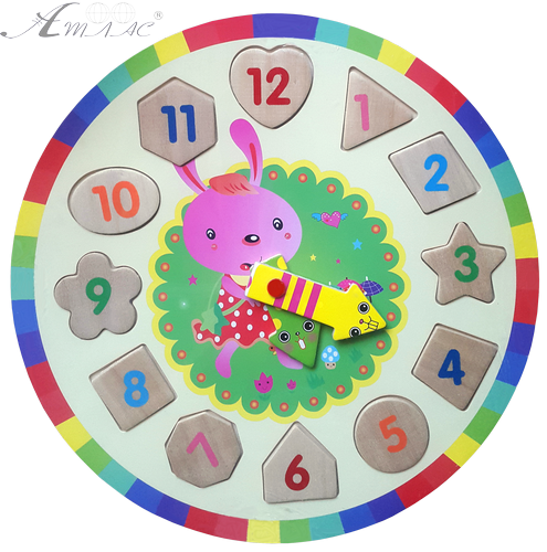 Іграшка годинник дерев'яний навчальний з пазлами мікс  Е244, Е245