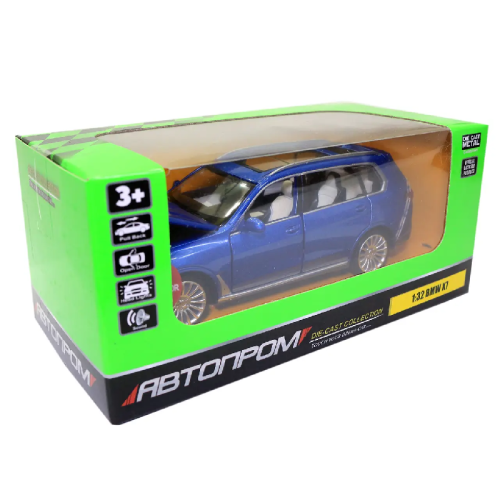 Машинка Автопром BMW Х7 синяя металл свет звук 16см  68470 фото 3