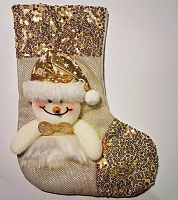 Мешочек для подарков Сапожок декоративный Снеговик  10432