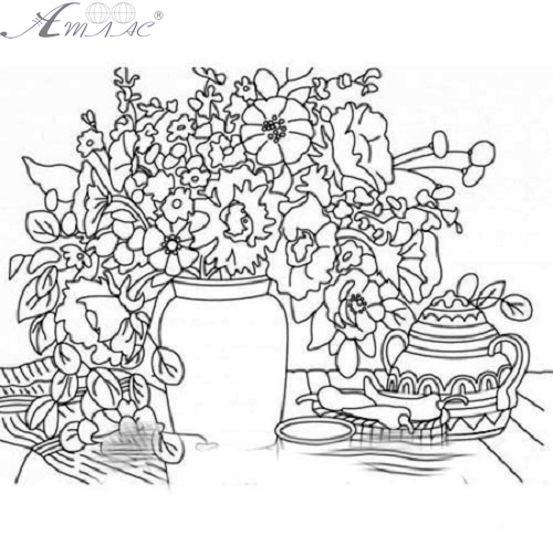 Полотно з контуром Ваза з квітами 2 на підрамнику 30 х 40 см 950582 Полотно з контуром Ваза з квітами 2 на підрамнику 30 х 40 см 950582