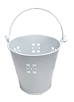 Ведерко Декоративное металл  9,5 х 9,5см Диз № 5 прорезь цветок Белое  05262