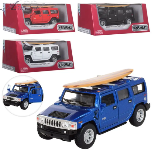 Машинка Kinsmart Hummer H2 SUV 2008 рік з дошкою Чорна  KT5337WS1