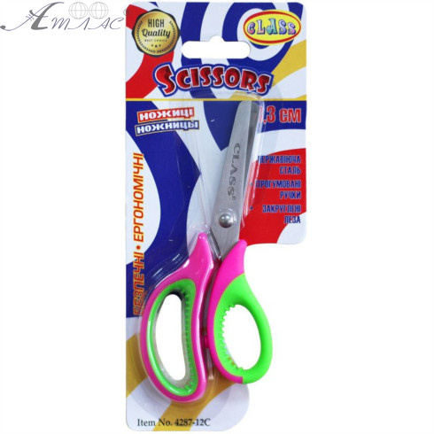 Ножницы детские CLASS 13.3 см. прорезинные розовые в блистере 4287-12С Ножницы детские CLASS 13.3 см. прорезинные розовые в блистере 4287-12С