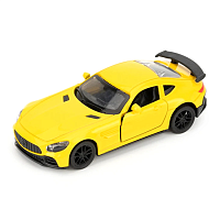 Машинка Автопром Mercedes-Benz AMG желтая матовая металл инерционная 12см  74108