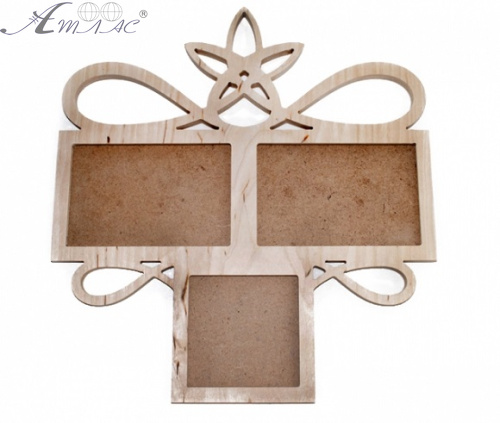 Дерев'яна Фоторамка з 3-х частин Зірка 46 х 34 см 1305