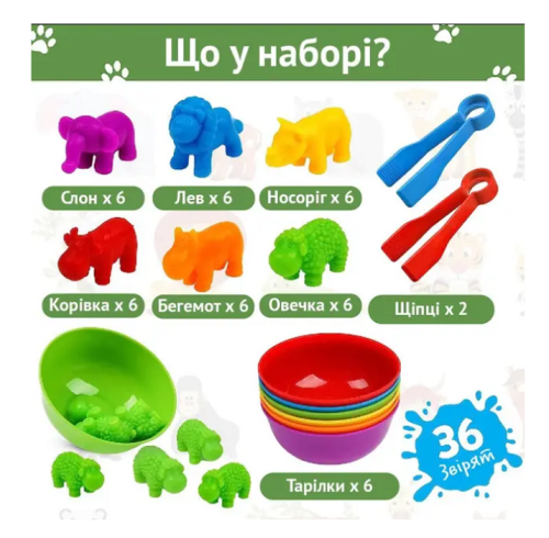 Игрушка Сортер Монтессори животные в тубе 36 шт  16911 фото 2