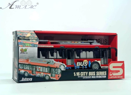 Іграшка Машинка City Bus Тролейбус зі світлом, двері відчиняються, 28 см  JS121 фото 2