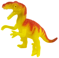 Игрушка силиконовая антистресс, динозавр желтый с толстыми красными полосами 9 см 06760