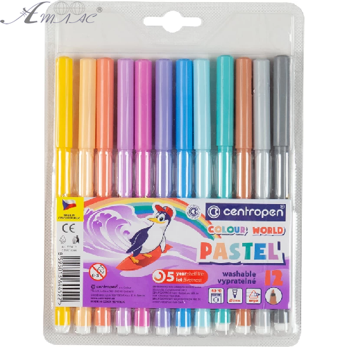 Фломастеры Centropen 12 цветов Pastel Пастель  7550/1209  