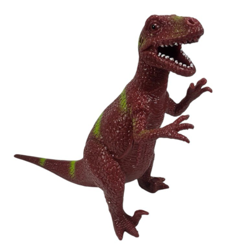Игрушка силиконовая антистресс, Динозавр красный с зелеными полосами 14см  10470