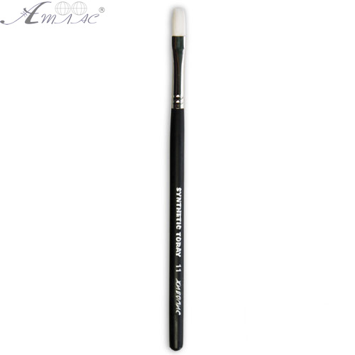 Пензлик синтетичний плоский Synt.Toray № 11 чорний, товста ручка 17 см 1212