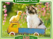 Игрушка Пазл 120 Castorland 32 х 23 см Кот с Утенком В-12688