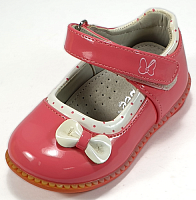 Туфли Clibee D-387 р. 20, 24, 25 коралловые, с белым бантом