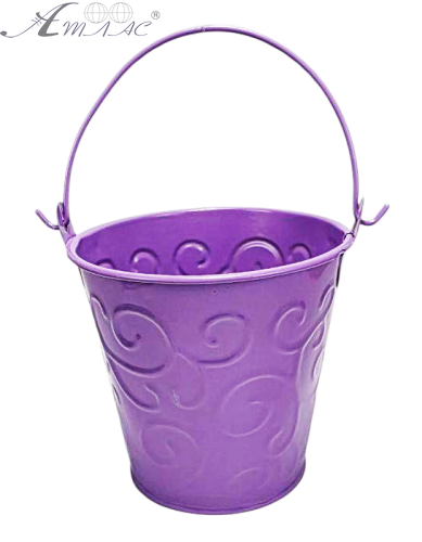Відерко Декоративний метал 9,5 х 9,5см Диз № 1 завитки Фіолетове  15978
